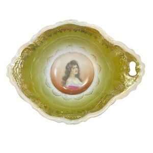 Antique Portrait Bowl Imperial China Austria Gold Guilded Nappy Dish Lemon